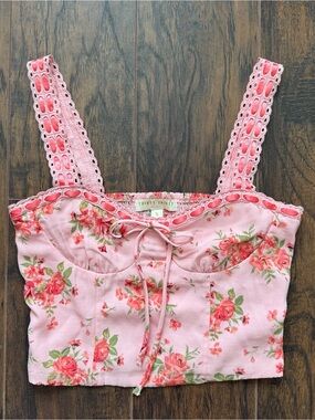 Thirty Thirty LA Small Pink Floral Crop Top